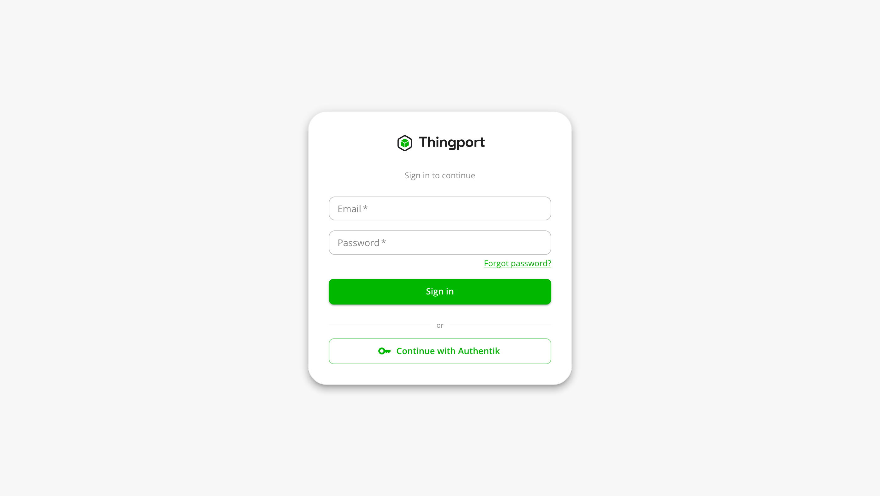 Sign-in page with a single sign-on button