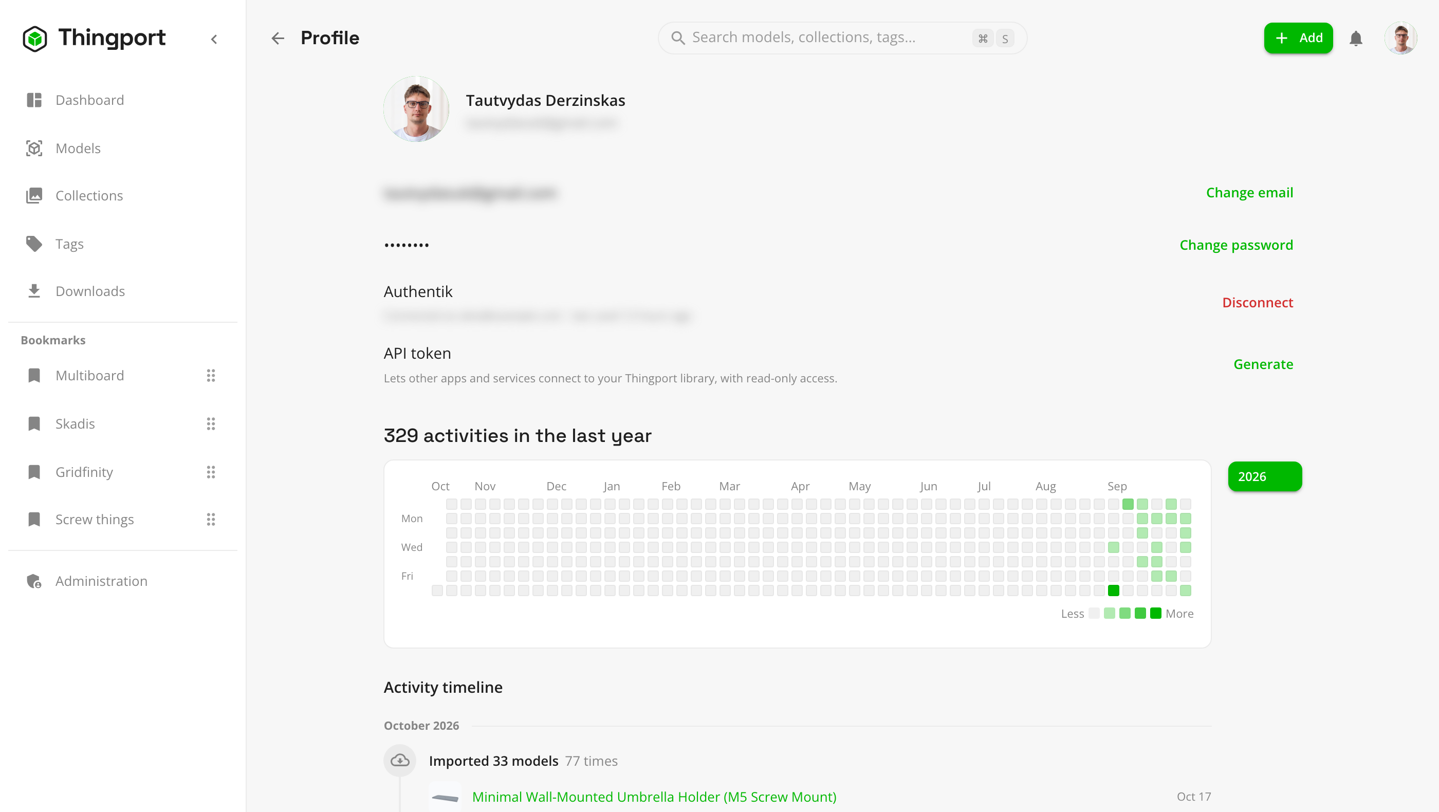 A profile with a connected sign-in provider