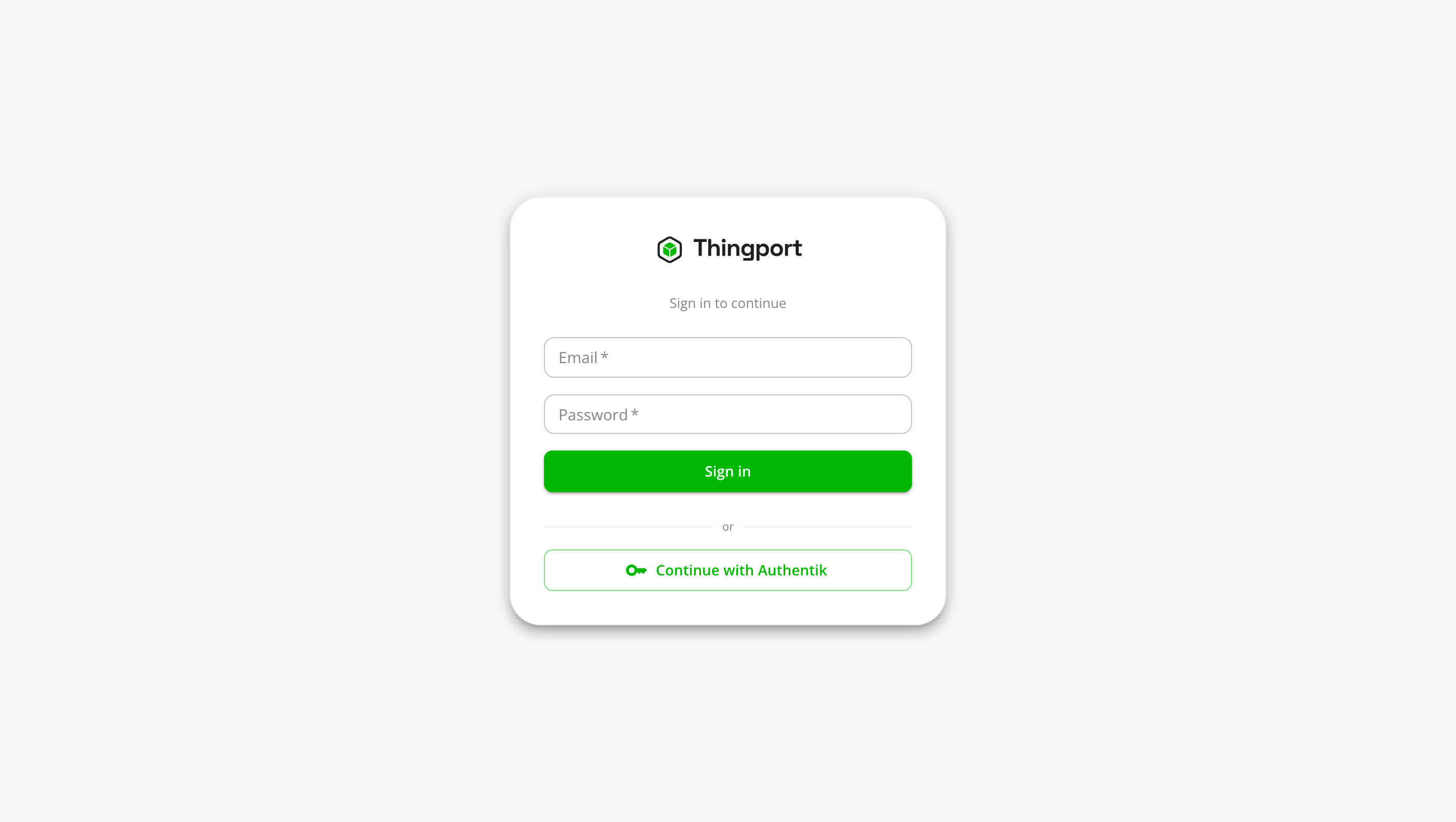 Sign-in page with a single sign-on button
